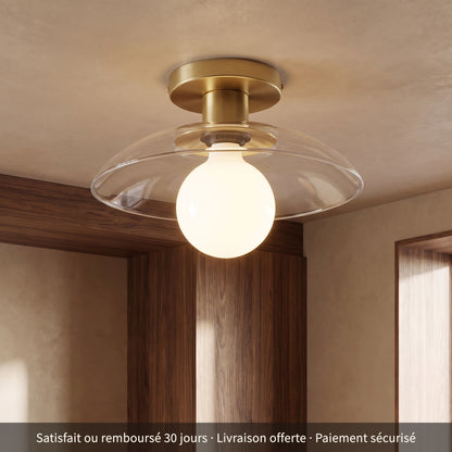 Campagnard – soucoupe de verre clair sur platine de laiton