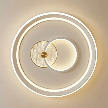 Plafonnier LED rond 50 cm, blanc et laiton — télécommande