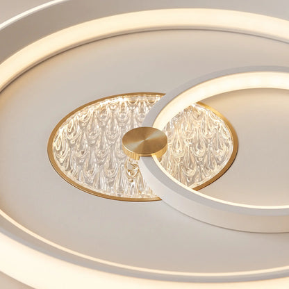 Plafonnier LED rond 50 cm, blanc et laiton — télécommande