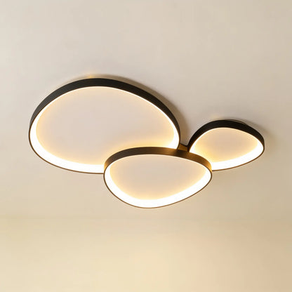 Plafonnier LED trois galets, blanc et noir — télécommande