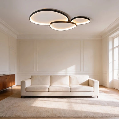 Plafonnier LED trois galets, blanc et noir — télécommande
