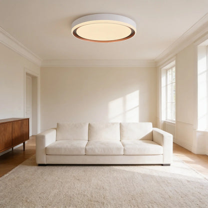 Plafonnier LED rond, blanc et cuivre — 40 ou 50 cm