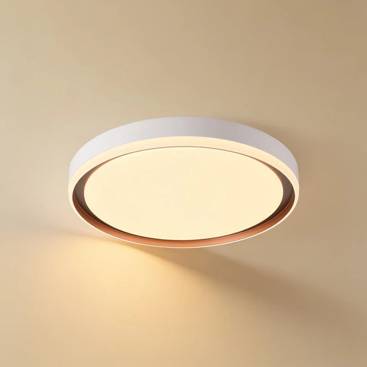Plafonnier LED rond, blanc et cuivre — 40 ou 50 cm