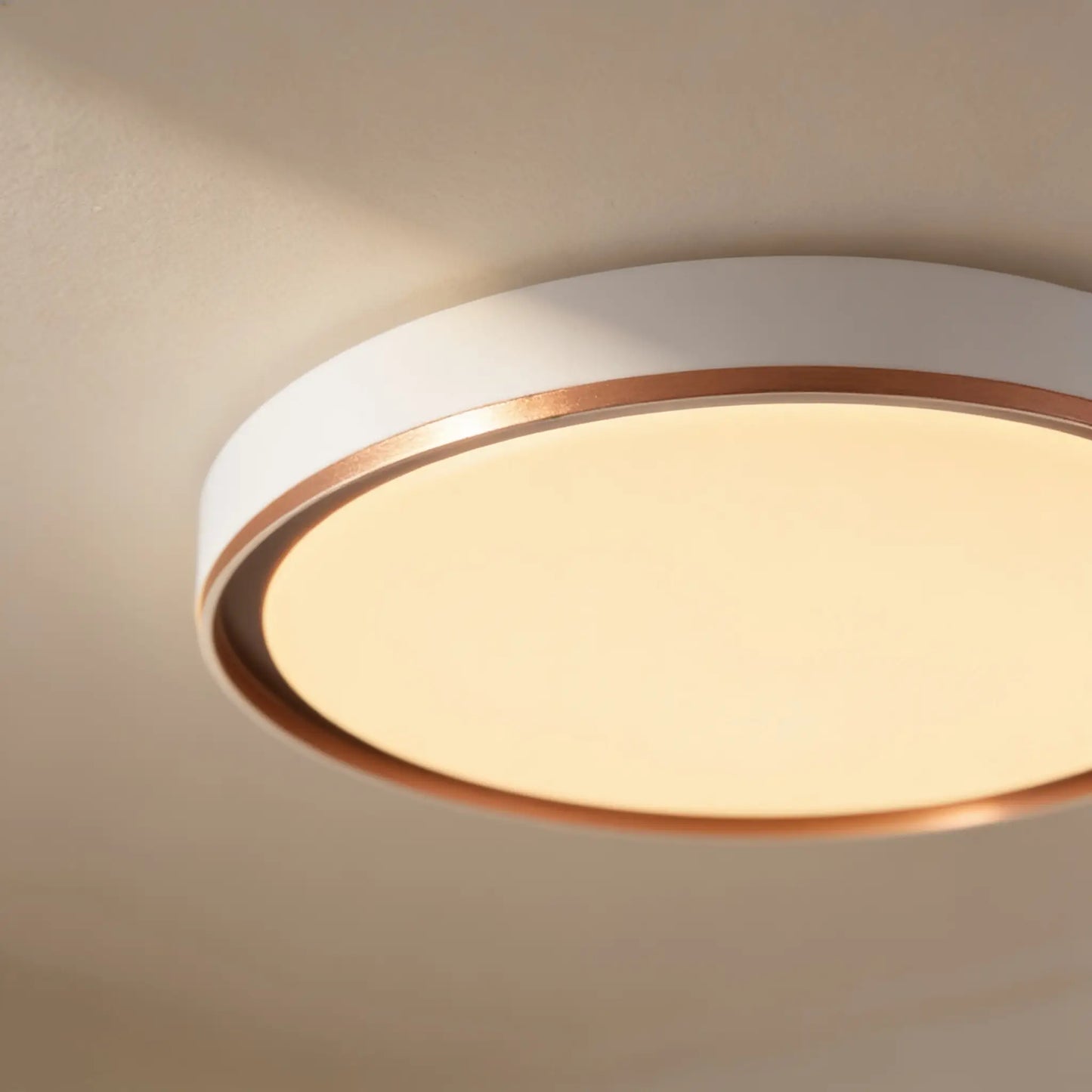 Plafonnier LED rond, blanc et cuivre — 40 ou 50 cm
