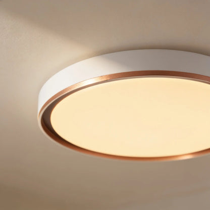 Plafonnier LED rond, blanc et cuivre — 40 ou 50 cm