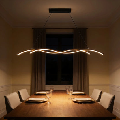 Suspension LED linéaire ondulée — 90, 120 ou 150 cm