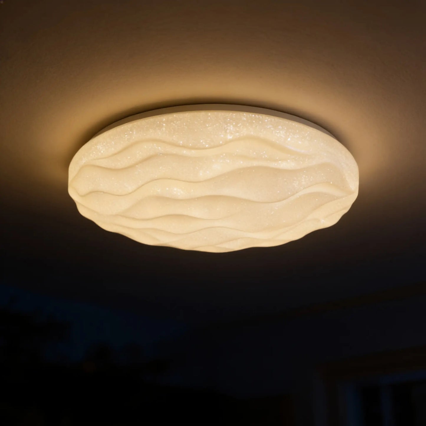 Plafonnier LED plat, motif vagues — 37 ou 48 cm