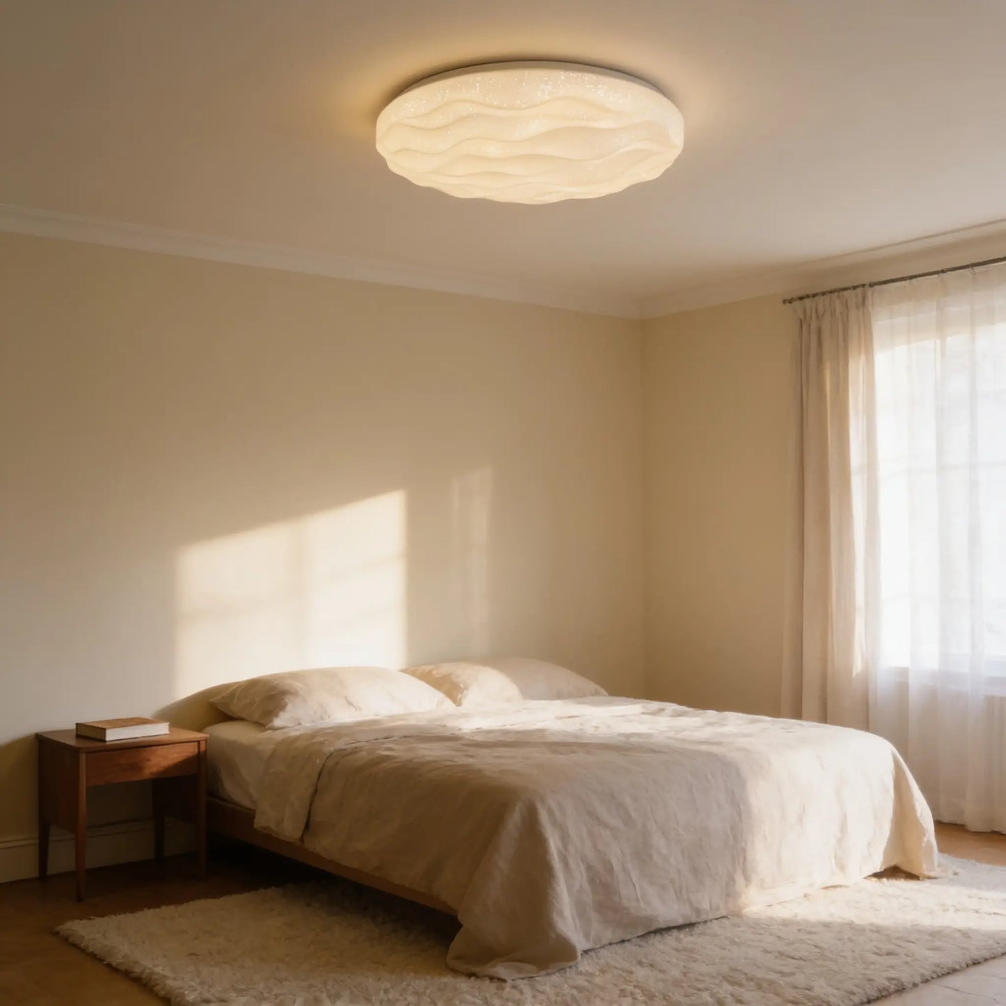 Plafonnier LED plat, motif vagues — 37 ou 48 cm