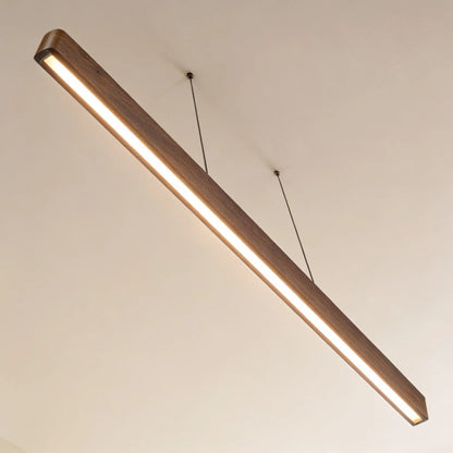 Suspension linéaire LED en noyer massif — 120, 150 ou 180 cm