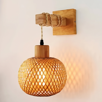 Boule de bambou, applique tressée, vue de face