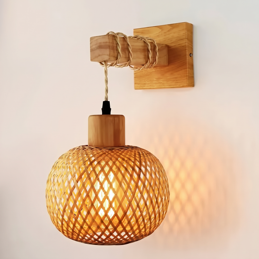 Boule de bambou, applique tressée, vue de face