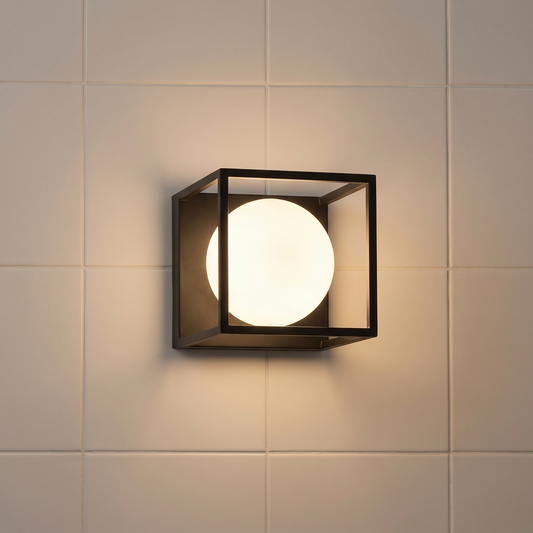 Cube de bain, applique de salle de bain, vue de face