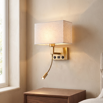 Lin et USB, applique de chevet, vue de face