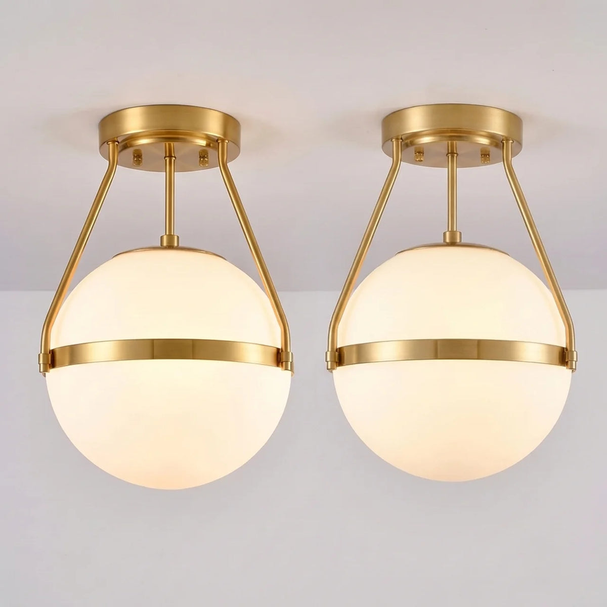 Falot, suspension courte de salle de bain globe opalin IP44, 28 cm