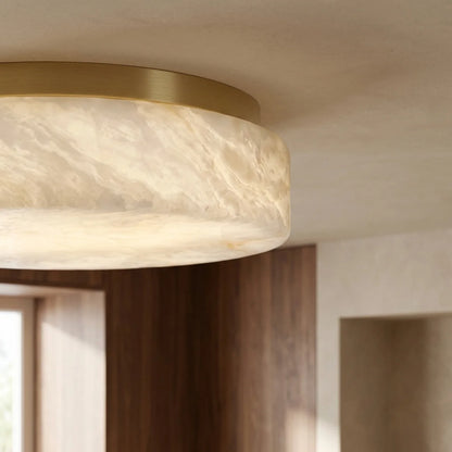 Cumulus, plafonnier LED nuage d'albâtre et laiton
