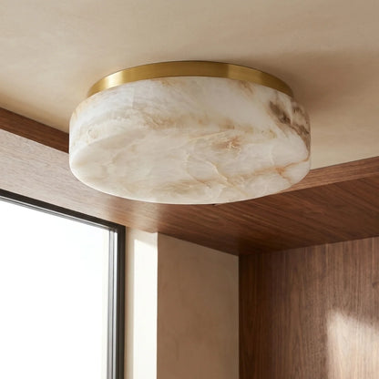Cumulus, plafonnier LED nuage d'albâtre et laiton