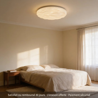 Ressac, plafonnier LED plat à motif sculpté, 37 ou 48 cm